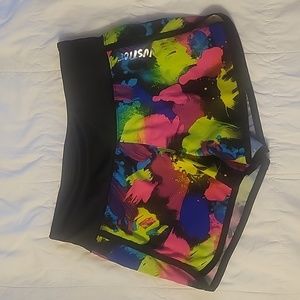 Justice active wear shorts.  Blk/multi color.  Size 12 girls